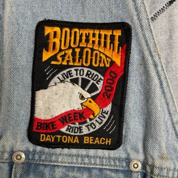 VTG Women's Denim Biker Vest Patches Pins Circa 1990's-2000's - Picture 3 of 7